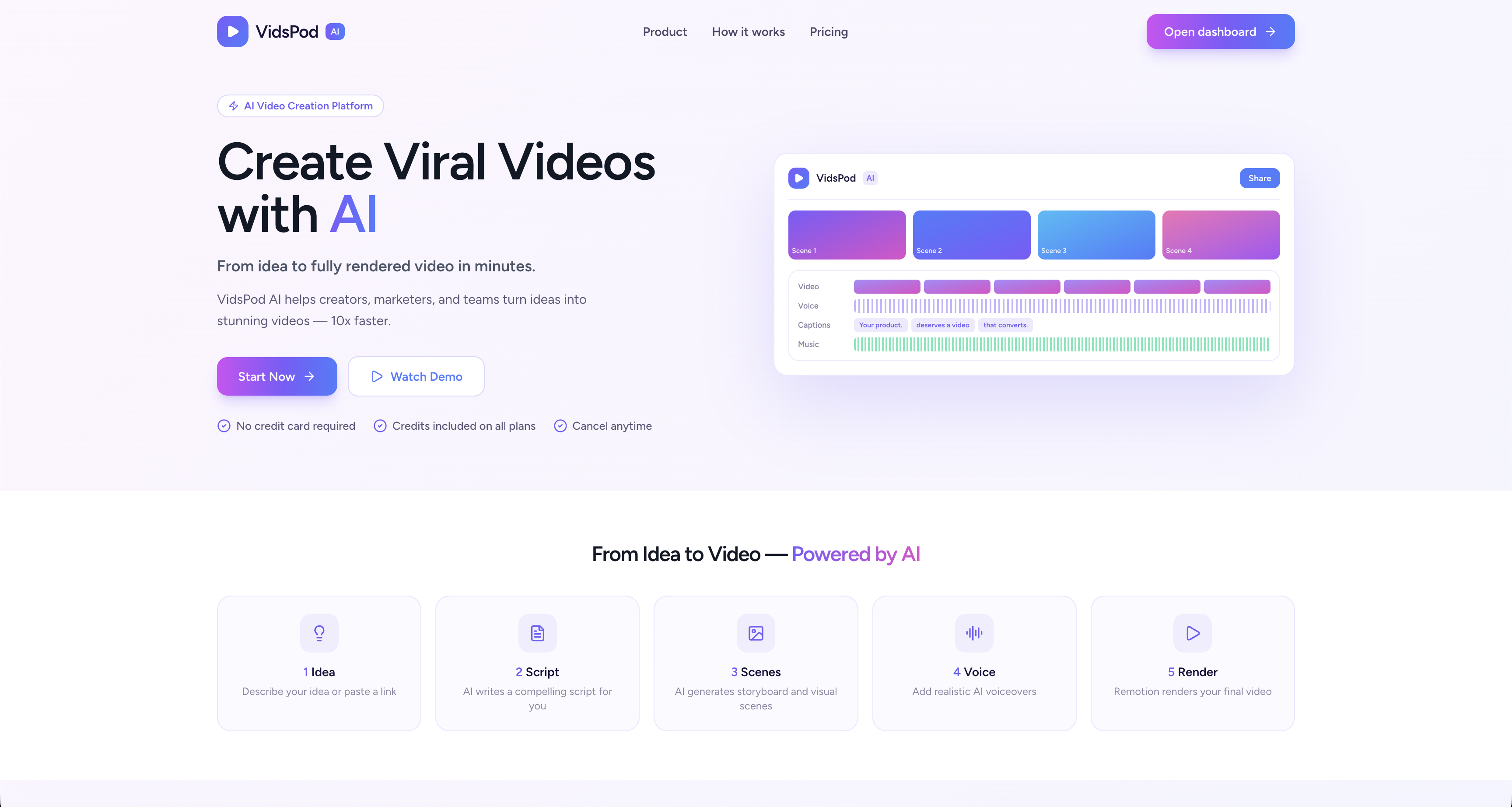 VidsPod landing page preview